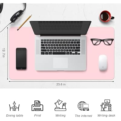 CADONO Leather Desk Pad Protector, Non-Slip PU Leather Large Mouse Pad, Easy Clean Desk Protector Mat, Writing Pad for Office/Home/Decor (Apricot, 23.6 x 13.7)
