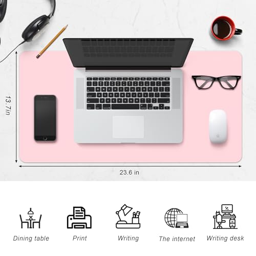Leather Desk Pad Protector,Non-Slip Desk Pad,on-Slip PU Leather Large Mouse Pad,Easy Clean Desk Protecor Mat,Writing Pad for Office Work/Home/Decor(Off White, 23.6" x 13.7")