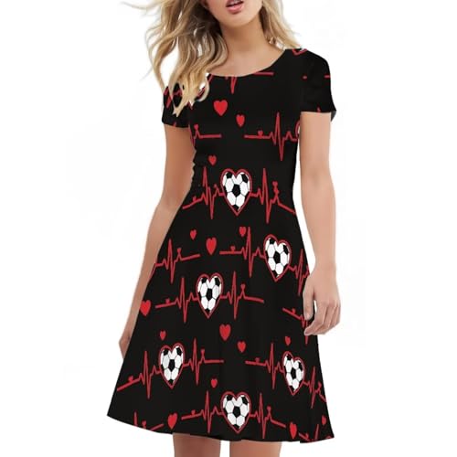 Image of AFPANQZ Womens Casual Summer Lightweight Vintage Dress Short Sleeve Midi Dress Knee-Long Luxury Formal Dress