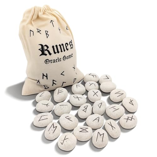 PURAJA Juego de piedras rúnicas: cerámica | con alfabeto Elder