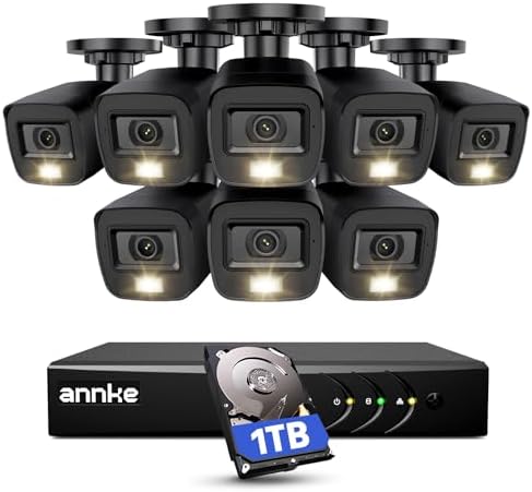 ANNKE 3K Lite Wired Security Camera System Outdoor with AI Human/Vehicle Detection, 8CH H.265+ DVR and 8 x 1920TVL 2MP IP67 Home CCTV Cameras with Smart Dual Light, Color Night Vision, 1TB Hard Drive