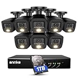 ANNKE CCTV Camera System Outdoor, Smart Human/Vehicle Detection, 8 x 1080P Security Bullet Cameras and 3K Lite 8CH Surveillance DVR with 1TB HDD,Dual-light with Color Night Vision,IP67 Weatherproof