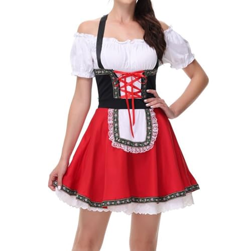 Robe Dirndl rouge élégante : le costume bavarois idéal pour la Fête de la Bière