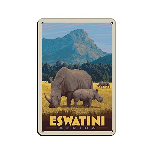 EKMCL Plaques métalliques vintage Eswatini Afrique - Décoration murale - Affiche en métal - 20 x 30 cm