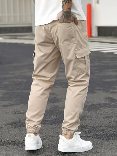 Image of ADBUCKS Men's Regular Fit low Rise Soild Cargos Style Joggers Casual Trousers