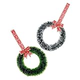 iplusmile Guirnaldas Navideñas para Puerta Principal 2 Piezas Material Pet de Alta Resistencia Diseño Moño de Rafia Artificial Colores Oscuro y Decoración Navideña para Hogar y