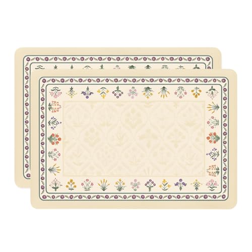 Image of YELONA Leather Dining Table Placemats Set of 2 - Waterproof, Heat Resistant, Anti-Slip, Easy to Clean Table Mats for Dining Table, Kitchen & Home Decor (Cream, 40 x 30 cm)