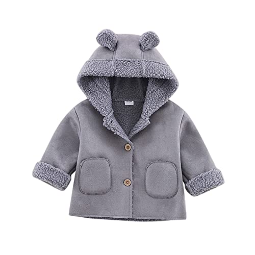 Toddler Kids Fleece Sweatshirt Jacket Long Sleeve Thick Warm Jacket Autumn Winter Overcoat (Grey, 4-5 Years)