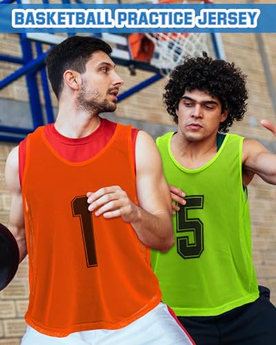 Image of Suhine 48 Pcs Adult Pinnies for Sport Soccer Nylon Mesh Scrimmage Vest Mesh Basketball Football Team(Cute Color,XXL)