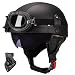 Produktbild Beyswage DOT/ECE Zulassung Leder Halbschalenhelm, Retro Motorrad Halbhelm mit Brille, Schnellverschluss Schnalle, Erwachsene Halbschale Jet-Helm, Cruiser, Scooter Helm Vintage(55~62CM)