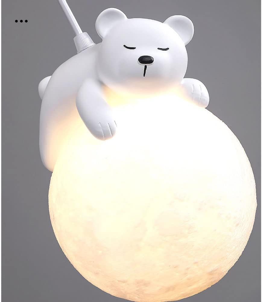 Carino orso pendente luce con stampa 3D luna globo cartone animato coniglio addormentato lampadario bambini pianeta lampada lampada bambini camera luce sospensione per ragazzo ragazze camera comodino