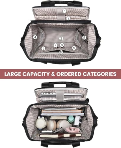 Image of LOVEVOOK Laptop Backpack for Women with Giant Tumbler Holder, 15.6 Inch Work Laptop Bag with USB Port, Fashion Teacher Nurse Backpack Purse, Waterproof Travel Computer Backpack, 2PCS, Black
