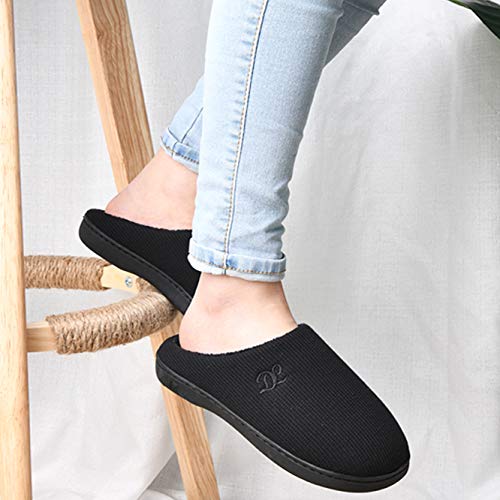 Image of DL Womens Memory Foam Slippers, Cozy Slip on House Slippers for Women Indoor Outdoor, Comfy Women's Bedroom Slippers Warm Soft Flannel Lining Home Slippers Size 5-12 Purple Blue Pink Grey Navy Black