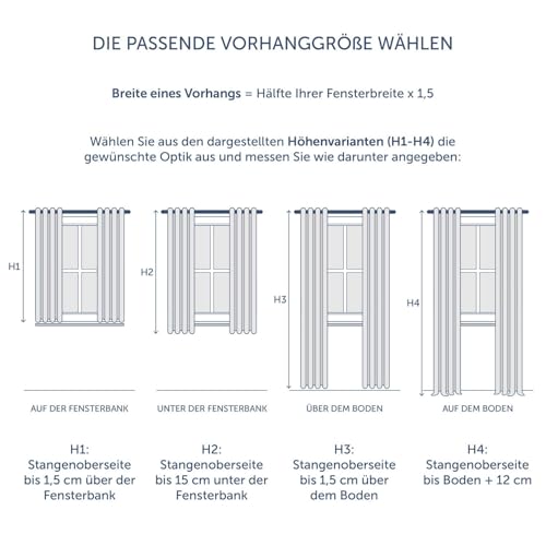 Blumtal Verdunklungsvorhänge 2er Set - Thermovorhang Hitzeschutz - Vorhang Blickdicht mit Ösen - Gardinenschals mit Schlaufen - Thermovorhang - Gardinen 160x132cm - Hitzeschutzvorhang - Vorhang Blau