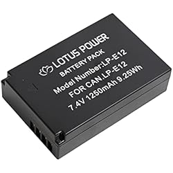 Bateria Canon M50 LOTUS POWER Reemplazo del Paquete de Batería LP-E12, Batería de Iones de Litio Recargable 1250mAh 7,4V LPE12 para Canon EOS M100 / EOS M50 / EOS 100D / EOS Kiss X7 / EOS Rebel SL1 / PowerShot SX70 HS