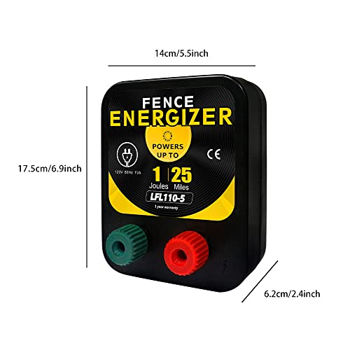 Ac Electric Fence Charger Fence Energizer-1Jole 25 Mile 80 Acres Protect Poultry, Pet, Animal #TOP1