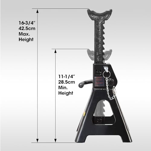 Image of Torin AT43002AB-1 Double Locking Steel Jack Stands, 3 Ton (6,000 LBs) Capacity, Black, 1 Pair