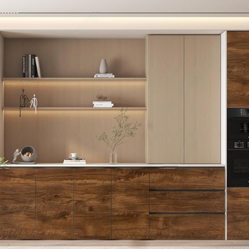 Image of HOME13 Self Adhesive Wood Vinyl Wallpaper Waterproof Old Furniture for Wall, Wall Stickers Door Wardrobe Desktop (Gold BRWN, 24X96 in)