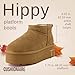 CUSHIONAIRE Hippy Women’s Platform Ankle Boots – Genuine Suede, Faux Fur Lining, Cozy Winter Slip-On Design boots for women, CHESTNUT 10