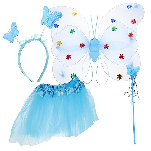Veemoon Disfraz De Hada Para Niñas Conjunto Falda De Malla y Alas De Hada Accesorios De Cosplay Para Fiestas y Representaciones De Princesas