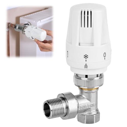 YYTECH Robinet Thermostatique Radiateur Thermostat Radiateur tête thermostatique pour radiateur Kit de raccordement à vis (1/2