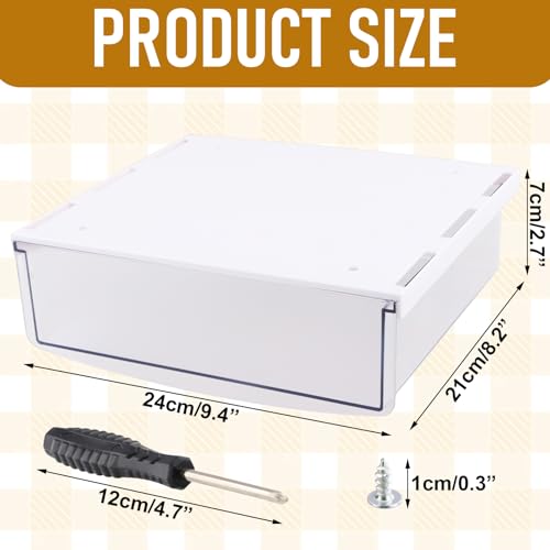 Ehuihuan 1 Stück Schublade Unter Schreibtisch, 24x21x7cm Selbstklebende Schublade, Unter Schreibtisch Aufbewahrungsbox, Versteckte Schreibtischschublade für Büro Schule Zuhause (Mattes Schwarz,L)