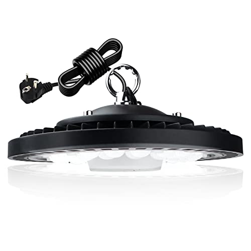 UFO LED Hallenleuchte 100W,6500K Werkstattlampe IP65 Industrielampe LED High Bay Kaltweiß LED Hallenstrahler IP65 für Garagenlampe Warenhaus Kirche