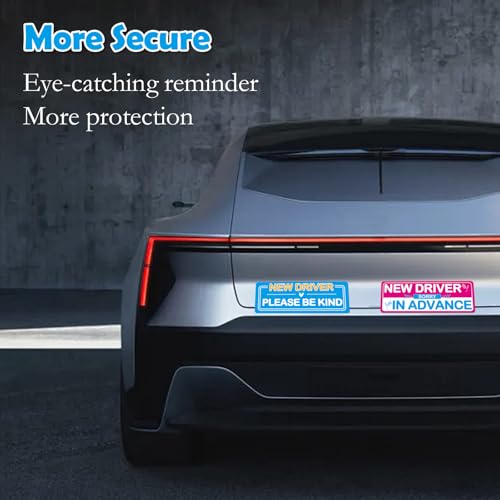Image of 4Pcs Student Driver Magnetic Car Stickers for Beginners, New Magnetic Student Driver Stickers Signs for Car, Bumper Safety Decoration Supplies, Suitable for Students and Novices as Auxiliary Equipment
