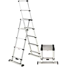 Telesteps 10ES Telescoping A-Frame Ladder 6 ft Height, 10 ft Reach | Type 1AA 375 lb Rated | One-Touch Folding Aluminum Ladder for Tight Spaces, Stairs, Indoor & Jobsite Use