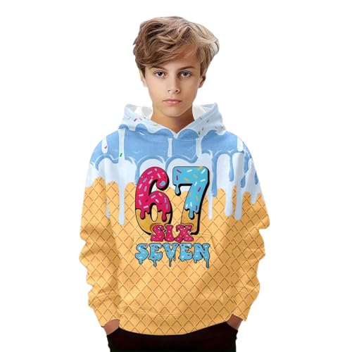Genérico Sudaderas Niño 67 Impresionante Sudadera para Niños con Estampado del Número 67 con Capucha, Interior, Detalles Finos, Talla 2-14 Años