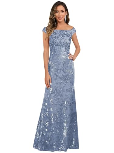 Mother of The Bride Dresses for Women Off The Shoulder Sequin Evening Formal Dress