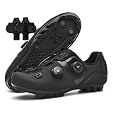 Treer 2026 MTB Cycling Shoes Mens Womens Mountain Bikes Cycle Trainers Shoes Compatible SPD, with 4 Holes Cleats, Spin Bike for Indoor Outdoor, 4-12 UK (Black,9)