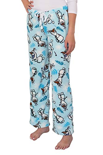 Disney Women's Ultra-Soft Character Plush Drawstring Pajama Pant (Olaf, Medium)