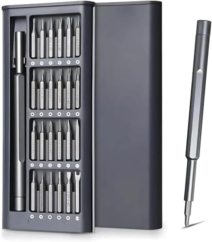 Kit Conjunto de Chave de Fenda Phillips Torx 24 em 1 com Ponta Magnética em Metal Precisão Ideal para Reparos em Celulares Notebooks Relógios Drones e Eletrônicos em Geral Linha Premium