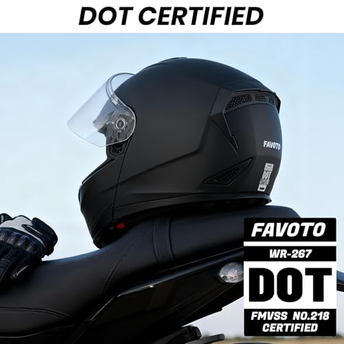 Favoto Modular Motorcycle Helmet, Flip Up Helmet with Dual Visor, DOT Approved, Lightweight Full Face Helmet Street Dirt Bike ATV Off Road Motocross Helmet for Adults by Favoto - Image 4