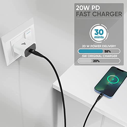 Image of DR VAKU 20W Charger Type C Adapter for iPhone 17 /17 Air /17 Pro /17 Pro Max, iPhone 16 /15 /14 /13 /12 /11 Series with PD 3.0, BIS Certified USB-C 20 Watt Fast Charging Adaptor - White & Navy Blue