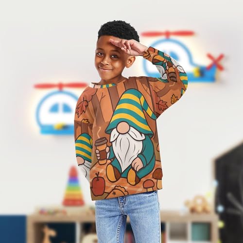 Wudan Autumn Gnome Picnic Big Girls Sweatshirt Hoodie Long Sleeve Tops Clothing Shirts4