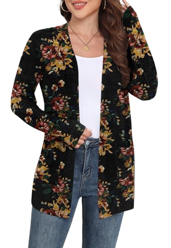 Image of Yincro Womens Lightweight Cardigan Long Sleeve Open Front Casual Sweater Cardigans with Pockets
