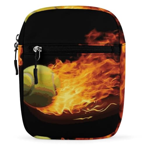 Personalized Small Crossbody Bag Water Resistant Messenger Bags Mini Burning Tennis Pictures Printing SlingBag For Men Women - Main Image