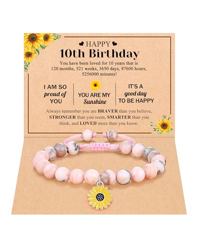 Image of Happy 10th /11th /12th /13th /14th Birthday Gifts for Girls, Sunflower Bracelet for Girls