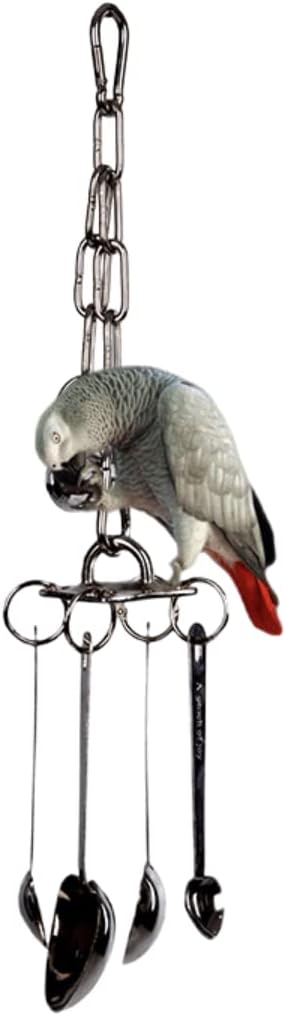 Parrot Supplies Stainless Steel Toy with Bell Bird Cage Hanging Bite Toy Cage Display Pendant for Large and Medium-Sized Birds Parakeet Budgie Cockatiel Conure African Greys (B)