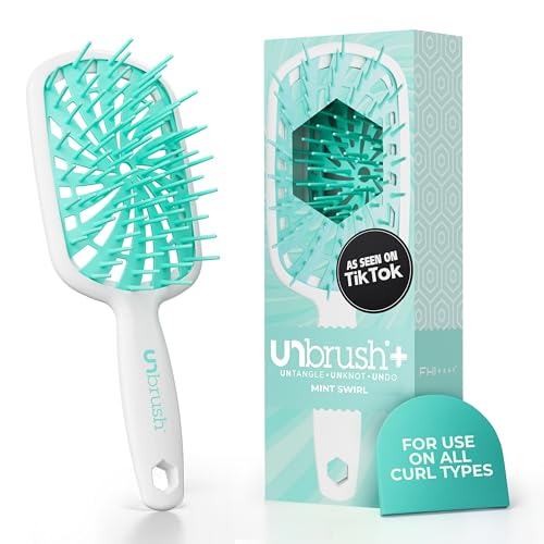 Image of FHI Heat UNbrush Plus - Curly Hair Brush for Gentle & Effective Detangling on Wet or Dry Fragile Hair Types - Detangler Brush w / 84 UltraFlex Bristles, Ultra-light, Vented, Anti Static Hairbrush