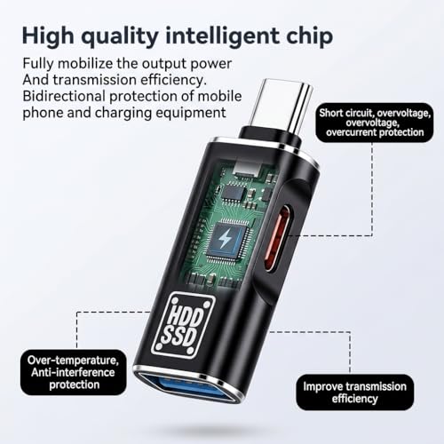 Image of Verilux 2-in-1 Type C to C Connector, Type C Male to USB 3.0 Female Aluminum Alloy Converter with USB 3.0 Sync & C Charging Adapter, Mini OTG Adapter for Laptop, Smartphone, Tablet, Flash Drive