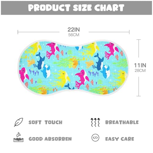 2 Pack Baby Burp Cloths, Soft Absorbent Burping Cloths for Babies, Cotton Milk Spit Up Rags, Large Size for Newborns, Baby Boys and Girls (Rainbow Shark Party)4