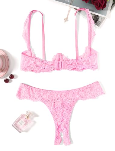 Image of Avidlove Sexy Lingerie Set for Women Lace Bra and Panty Sets Underwire Push Up Lace Lingerie Set XS-XXL