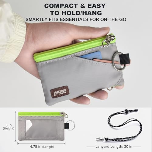 Image of RFID Blocking Travel Wallet with Adjustable Lanyard, Small Nylon Zipper Pouch and Badge Holder for ID, Credit Cards, Cash, Keys, Commuters (Grey)