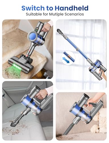Image of Dzaki Cordless Stick Vacuum Cleaner, 650W 55KPa Brushless Motor, 60-Min Runtime, Detachable Battery, Anti-Tangle, Self-Standing, Vacuum Cleaners for Home,Pet Hair,Carpet&Hardwood Floors (Indigoorange)