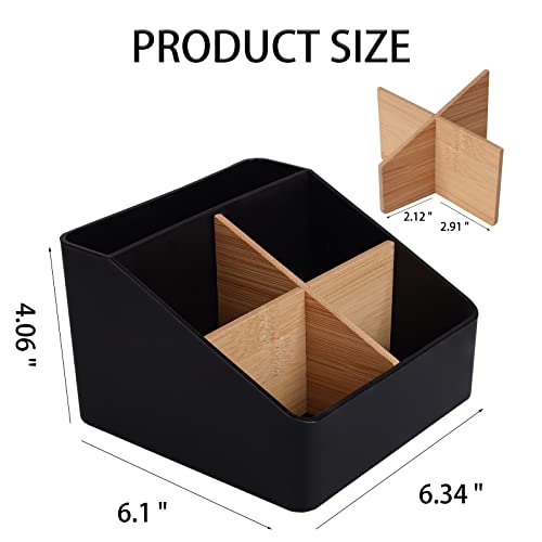 Toothbrush Holder For Bathrooms, 5 Slots Tooth Brush Holder With Detachable Bamboo Dividers, Countertop Organizer For Electric Toothbrushes, Toothpaste, Razors, Floss - Black #TOP3