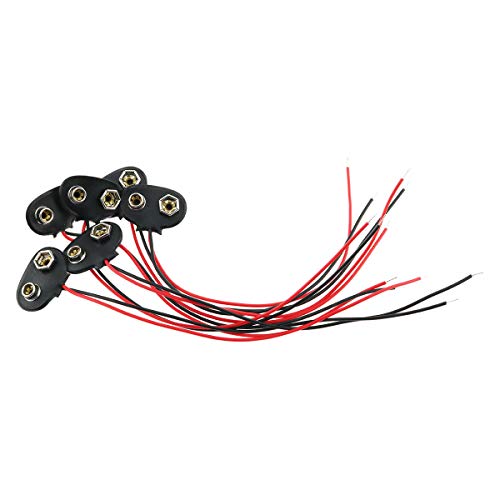 E-outstanding 6-Pack T Type 9V Battery Button Power Cable Battery Buckle Snaps Power Cable Connector for Arduino DIY Jack, Wire Length 15CM