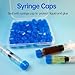50 Pcs Syringe Tip Caps with Storage Box - Fits Luer Lock & Luer Slip Syringes Cap, Easy Dispensing for Feeding Tubes & Lab Use, Non-Sterile, Blue